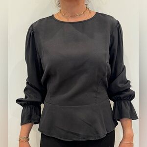 The Drop Black pelplum backless top